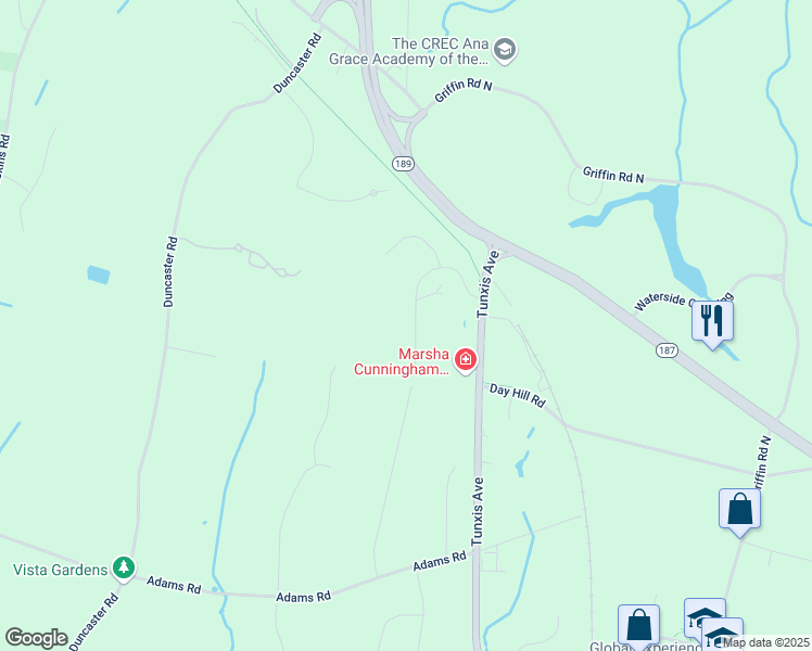 map of restaurants, bars, coffee shops, grocery stores, and more near 18 Beaudry Lane in Bloomfield