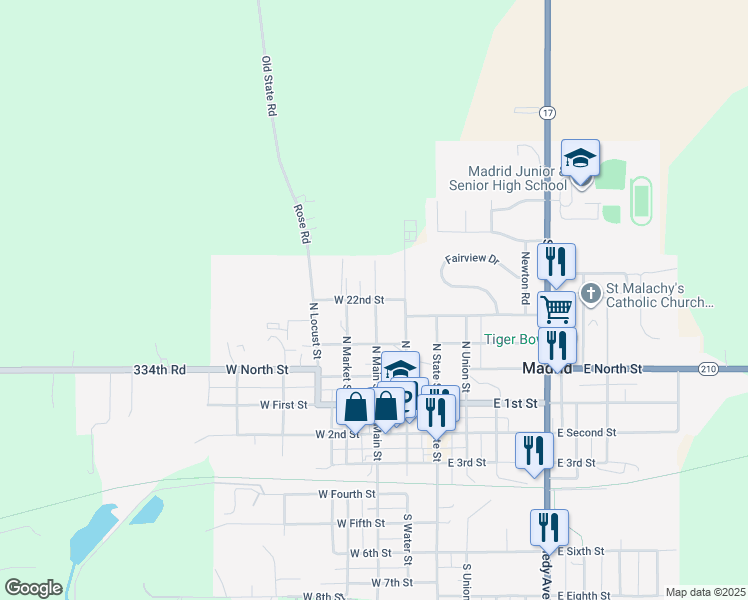 map of restaurants, bars, coffee shops, grocery stores, and more near 306 West 22nd Street in Madrid
