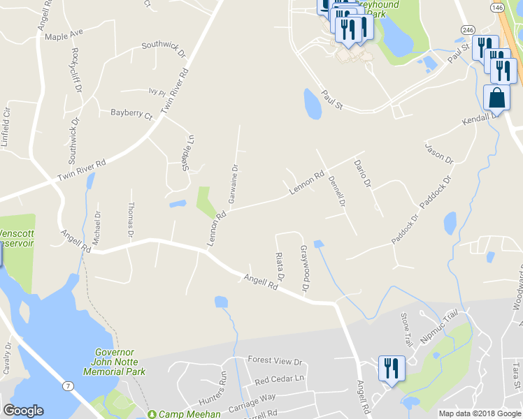 map of restaurants, bars, coffee shops, grocery stores, and more near 14 Lennon Road in Lincoln
