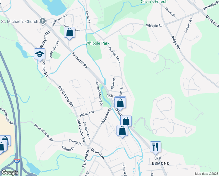 map of restaurants, bars, coffee shops, grocery stores, and more near 2 High Street in Smithfield