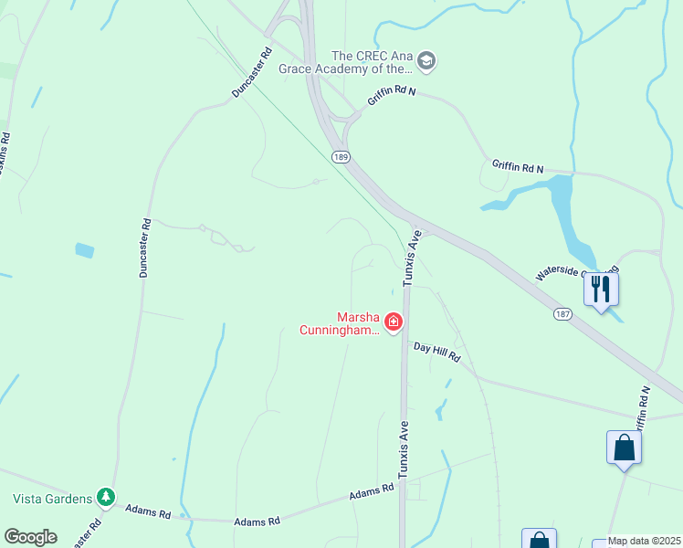 map of restaurants, bars, coffee shops, grocery stores, and more near 18 Beaudry Lane in Bloomfield