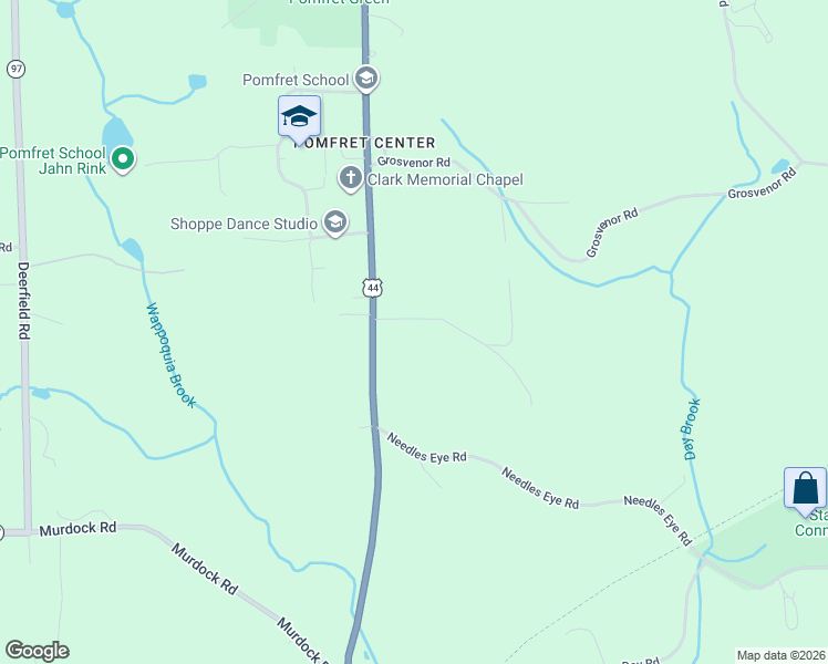 map of restaurants, bars, coffee shops, grocery stores, and more near 12 Bradley Road in Pomfret