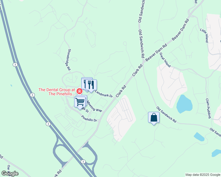 map of restaurants, bars, coffee shops, grocery stores, and more near 10 Golf Drive in Plymouth