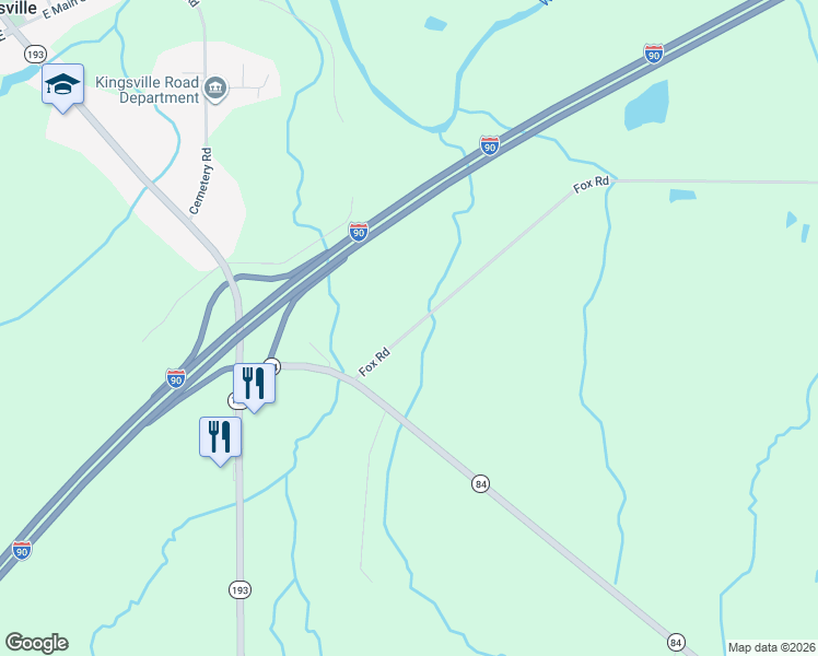 map of restaurants, bars, coffee shops, grocery stores, and more near 3499 Fox Road in Kingsville