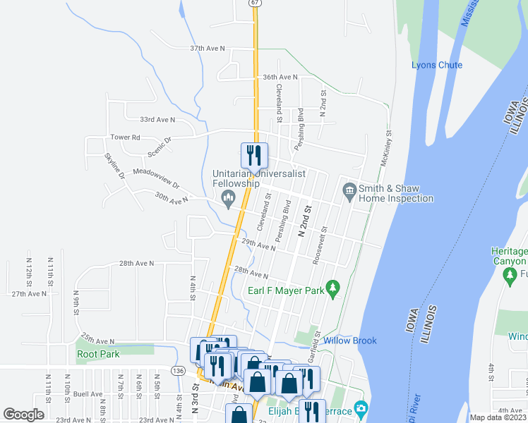 map of restaurants, bars, coffee shops, grocery stores, and more near 248 30th Avenue North in Clinton