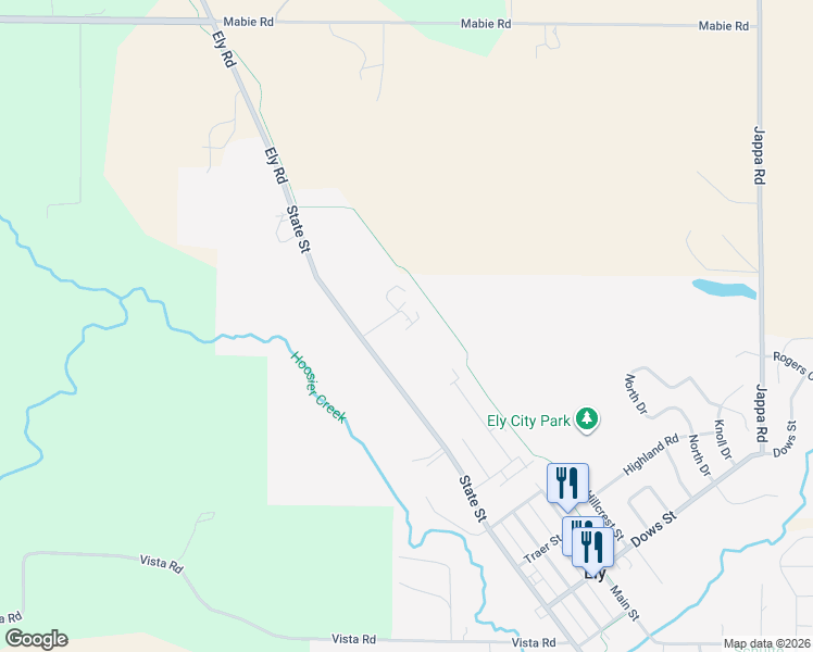 map of restaurants, bars, coffee shops, grocery stores, and more near 1990 State Street in Ely