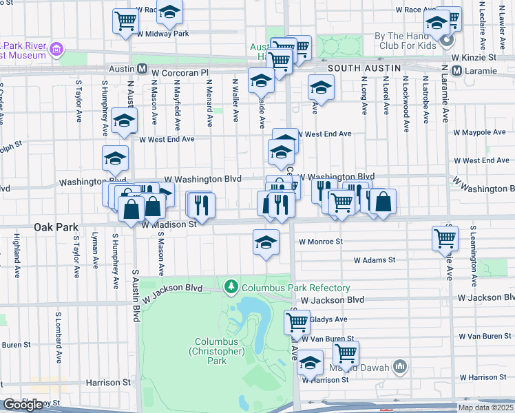map of restaurants, bars, coffee shops, grocery stores, and more near 44 North Parkside Avenue in Chicago