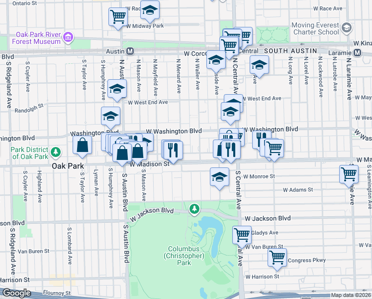 map of restaurants, bars, coffee shops, grocery stores, and more near in Chicago