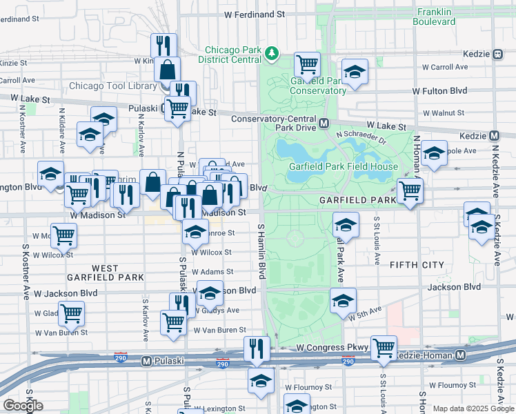 map of restaurants, bars, coffee shops, grocery stores, and more near in Chicago