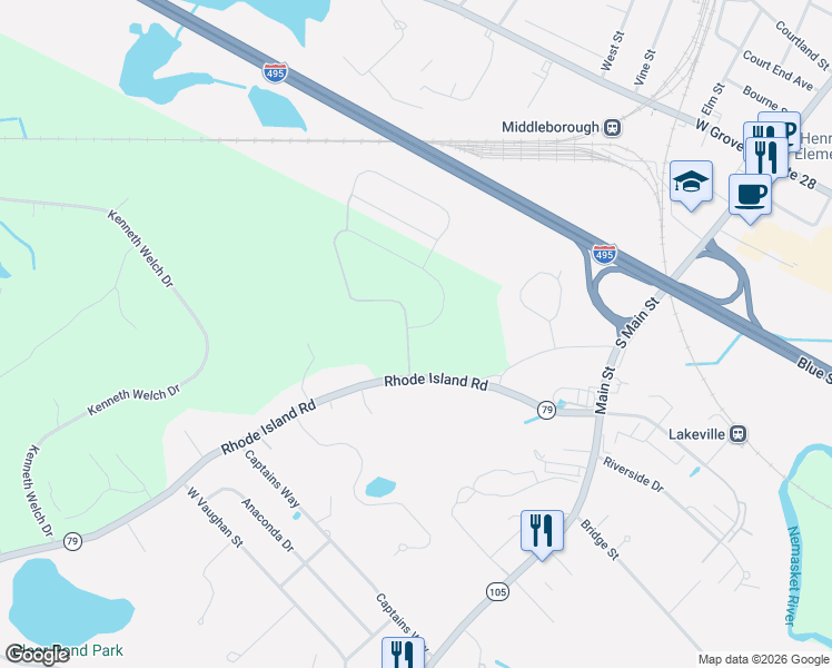 map of restaurants, bars, coffee shops, grocery stores, and more near 5 Haskell Circle in Lakeville