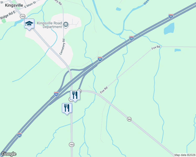 map of restaurants, bars, coffee shops, grocery stores, and more near 3499 Fox Rd in Kingsville