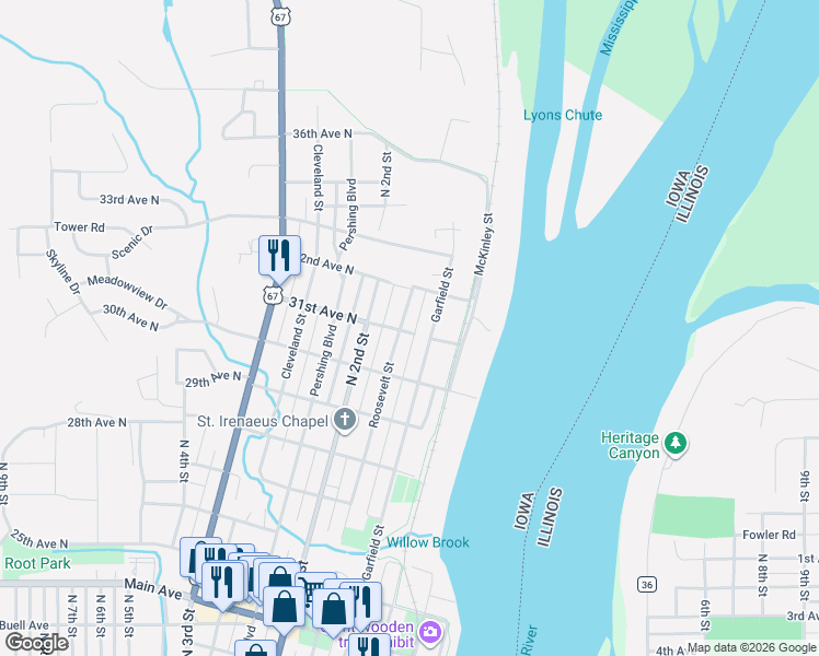 map of restaurants, bars, coffee shops, grocery stores, and more near 112 31st Avenue North in Clinton
