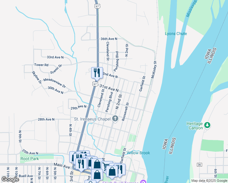 map of restaurants, bars, coffee shops, grocery stores, and more near 217 31st Avenue North in Clinton