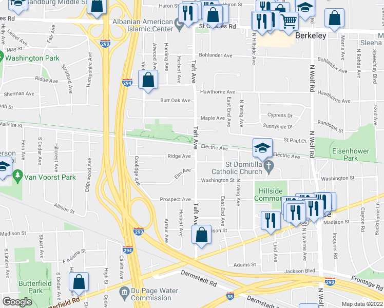 map of restaurants, bars, coffee shops, grocery stores, and more near 5810 Ridge Avenue in Berkeley