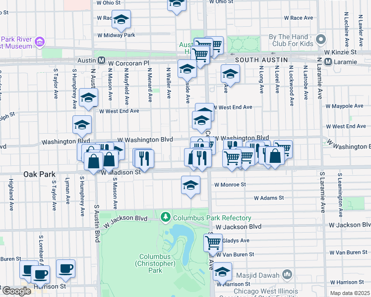 map of restaurants, bars, coffee shops, grocery stores, and more near 44 North Parkside Avenue in Chicago