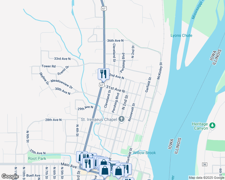 map of restaurants, bars, coffee shops, grocery stores, and more near 217-237 31st Avenue North in Clinton