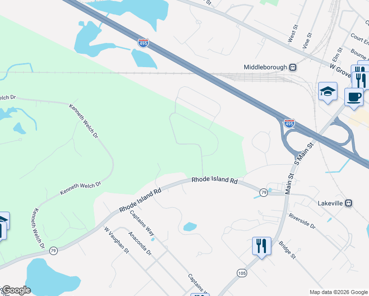 map of restaurants, bars, coffee shops, grocery stores, and more near 5 Haskell Circle in Lakeville