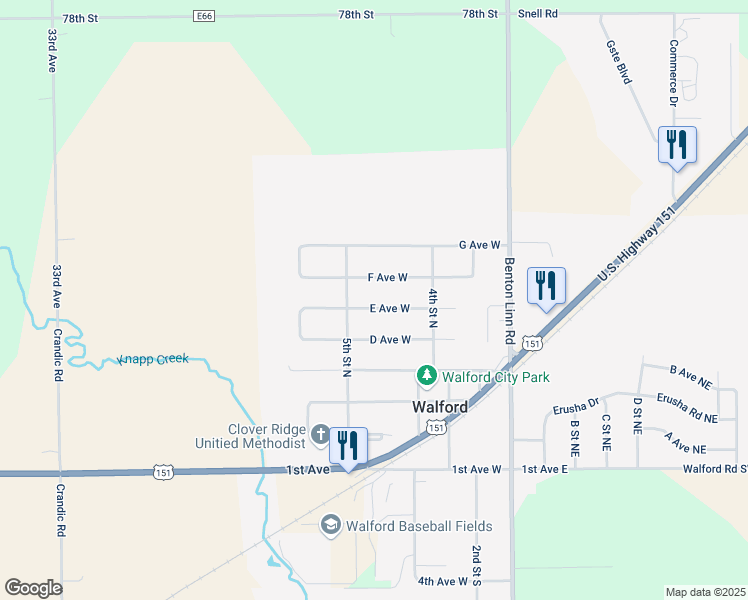 map of restaurants, bars, coffee shops, grocery stores, and more near 417 East Avenue West in Walford