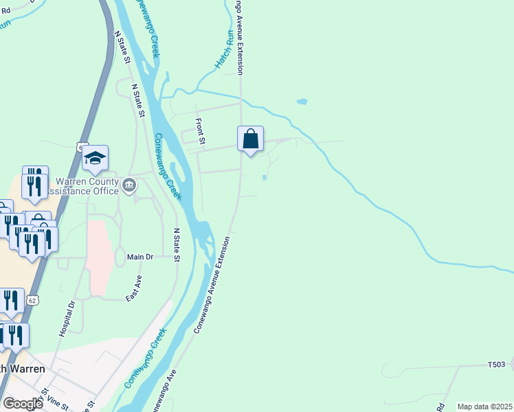 map of restaurants, bars, coffee shops, grocery stores, and more near 12 Taylor Drive in Warren