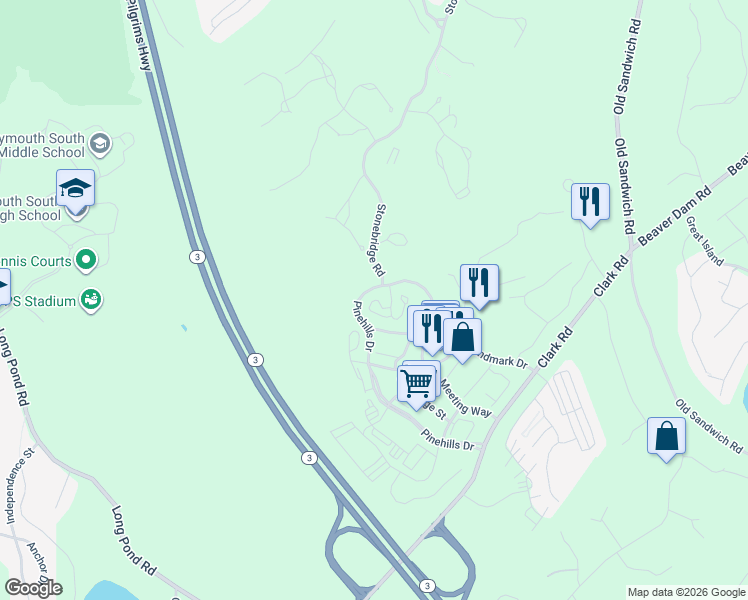 map of restaurants, bars, coffee shops, grocery stores, and more near 19 Cobblestone in Plymouth