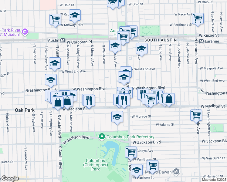 map of restaurants, bars, coffee shops, grocery stores, and more near 44 North Parkside Avenue in Chicago