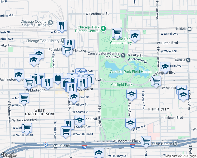 map of restaurants, bars, coffee shops, grocery stores, and more near in Chicago