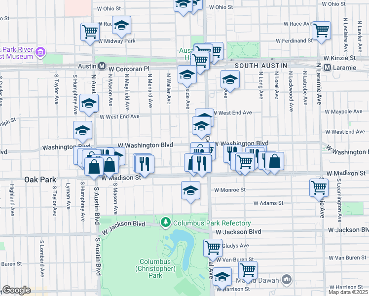 map of restaurants, bars, coffee shops, grocery stores, and more near 44 North Parkside Avenue in Chicago