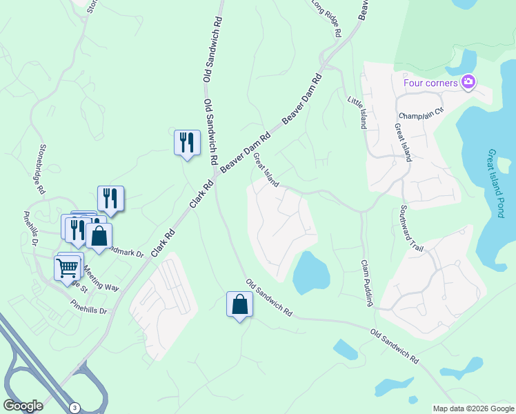 map of restaurants, bars, coffee shops, grocery stores, and more near 30 Woodsong in Plymouth
