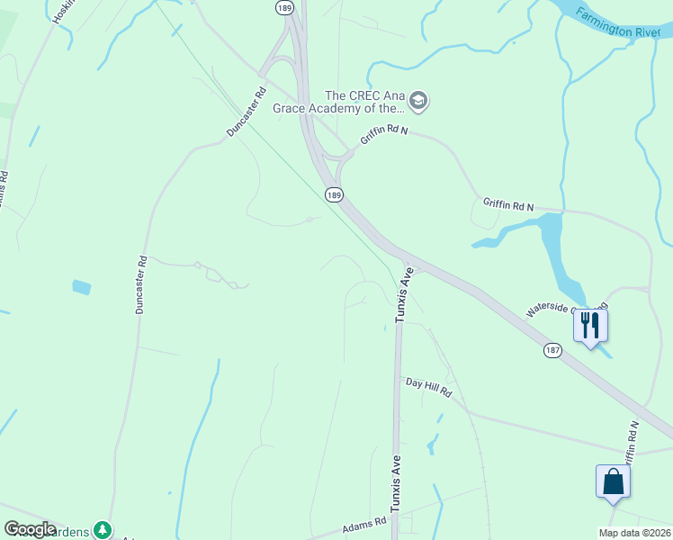 map of restaurants, bars, coffee shops, grocery stores, and more near 10 Beaudry Lane in Bloomfield