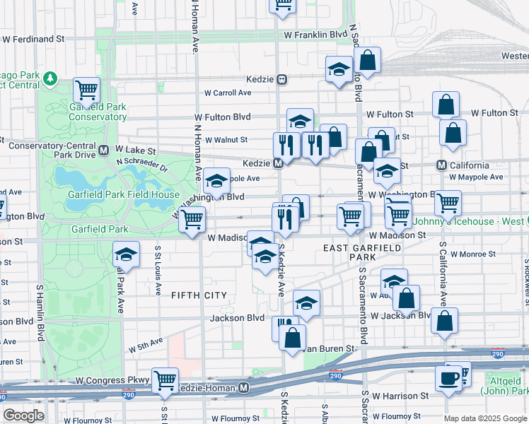 map of restaurants, bars, coffee shops, grocery stores, and more near in Chicago