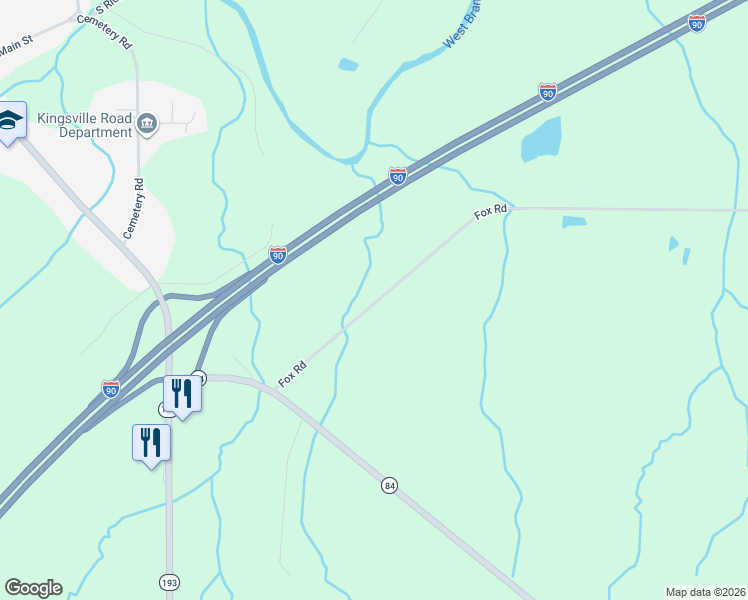 map of restaurants, bars, coffee shops, grocery stores, and more near 3580 Fox Road in Kingsville