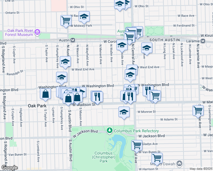 map of restaurants, bars, coffee shops, grocery stores, and more near in Chicago
