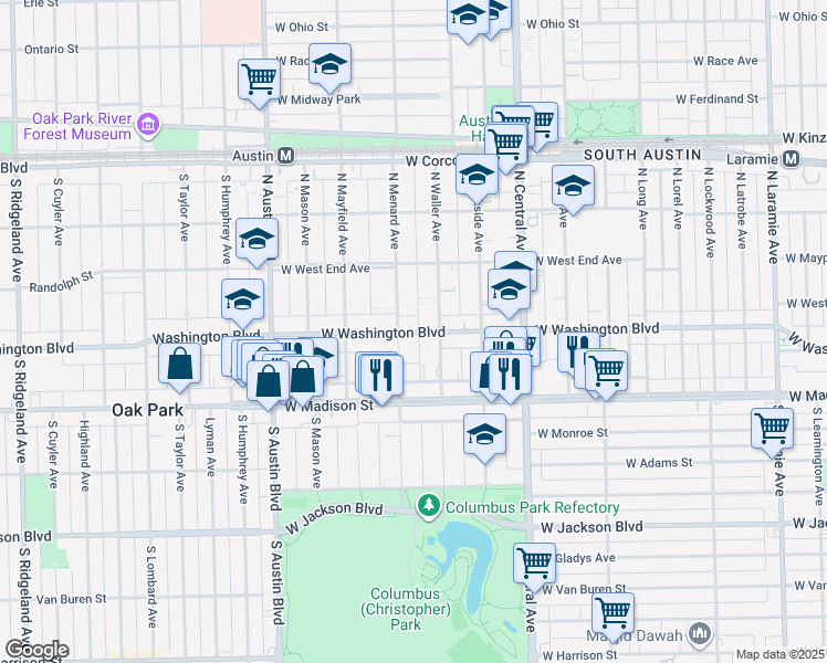 map of restaurants, bars, coffee shops, grocery stores, and more near in Chicago