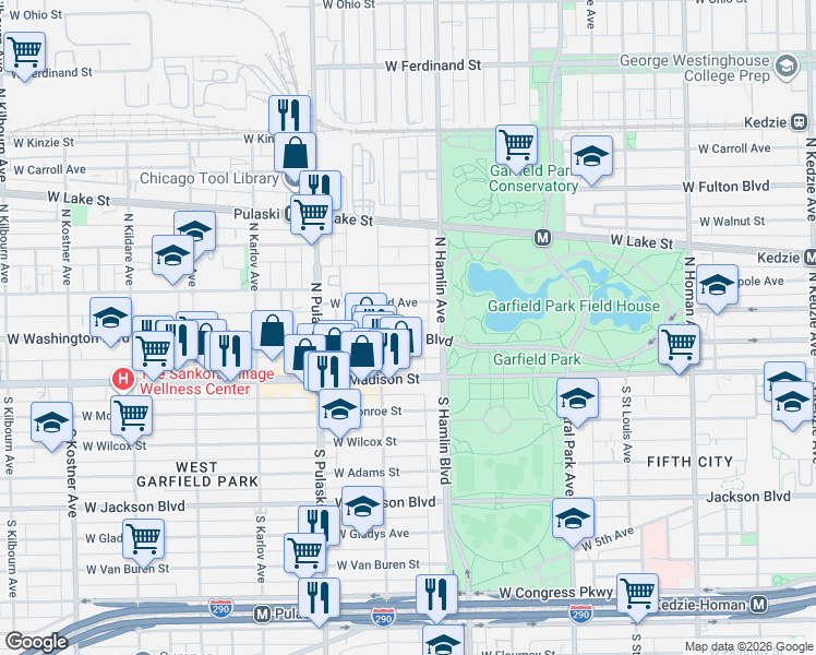 map of restaurants, bars, coffee shops, grocery stores, and more near in Chicago