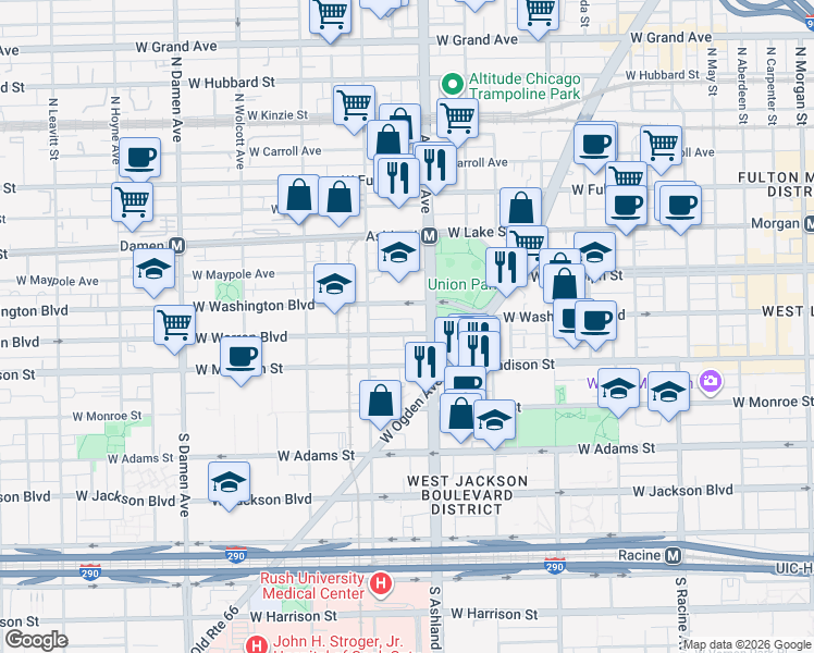map of restaurants, bars, coffee shops, grocery stores, and more near in Chicago