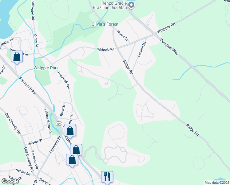 map of restaurants, bars, coffee shops, grocery stores, and more near a39b Pheasant Run in Smithfield