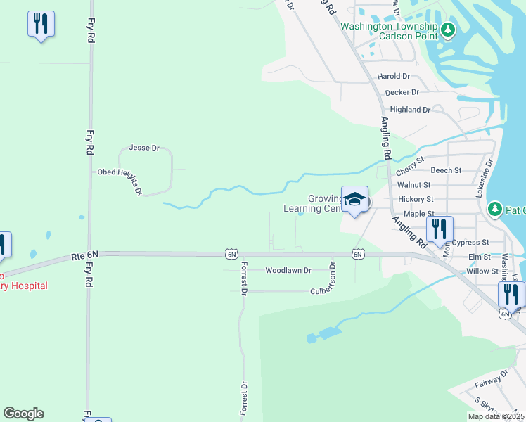 map of restaurants, bars, coffee shops, grocery stores, and more near 12220 YMCA Drive in Edinboro