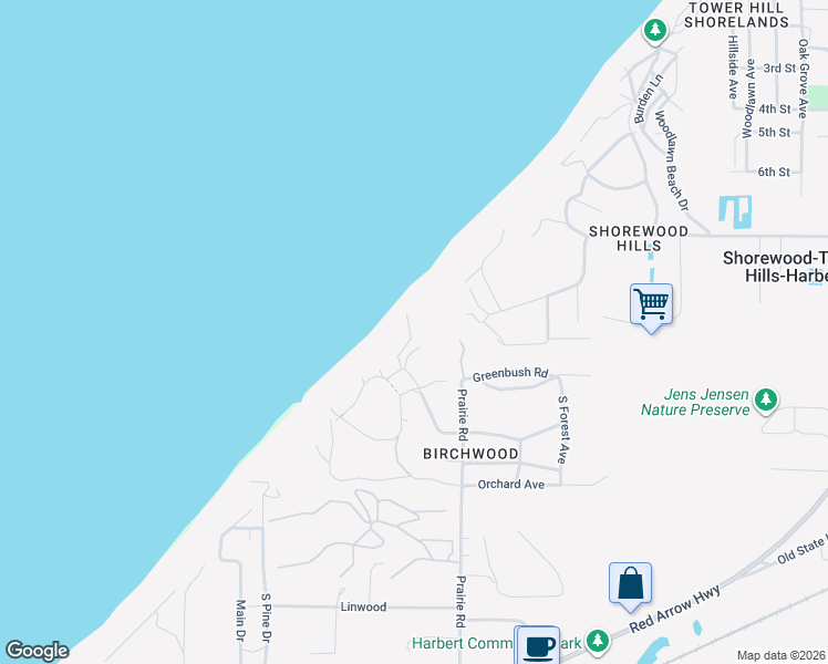 map of restaurants, bars, coffee shops, grocery stores, and more near 13099 South Poets Path in Sawyer