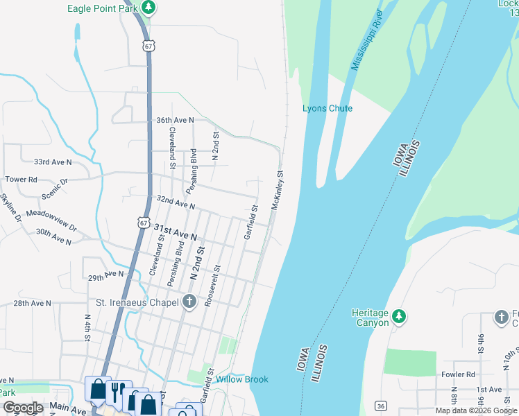 map of restaurants, bars, coffee shops, grocery stores, and more near 3238-3560 McKinley St in Clinton