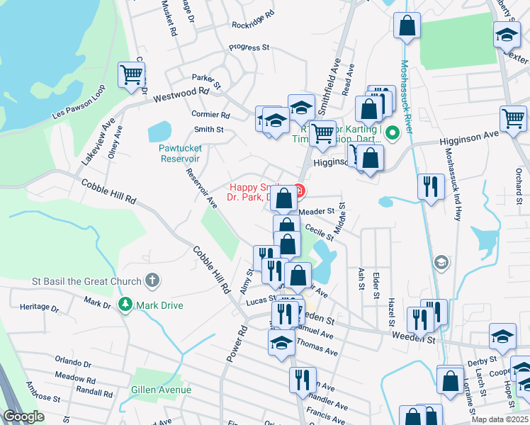 map of restaurants, bars, coffee shops, grocery stores, and more near 19 Webster Street in Lincoln