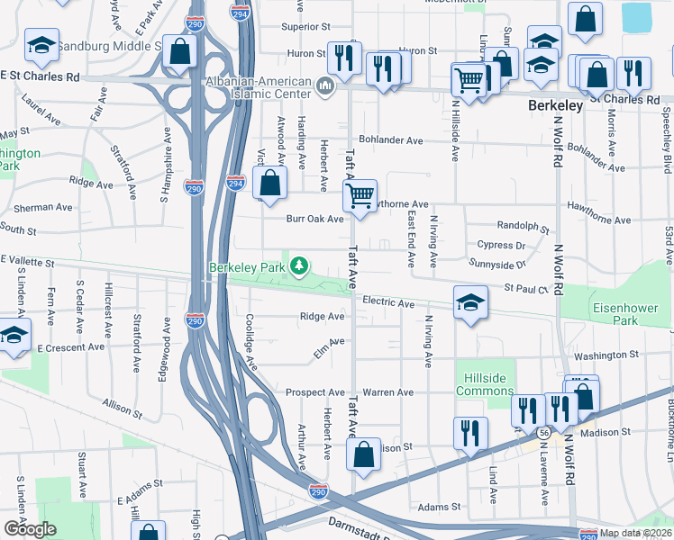 map of restaurants, bars, coffee shops, grocery stores, and more near 5810 Kouba Drive in Berkeley