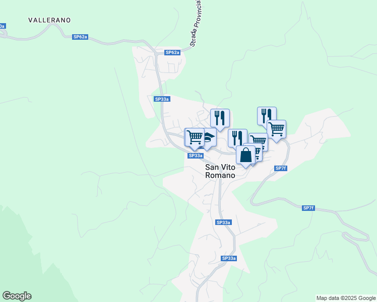 map of restaurants, bars, coffee shops, grocery stores, and more near 31 Viale Piave in San Vito Romano