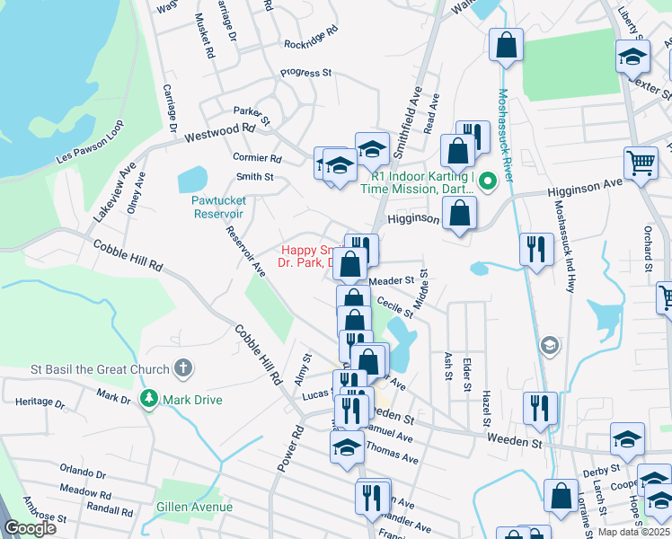 map of restaurants, bars, coffee shops, grocery stores, and more near 19 Webster Street in Lincoln