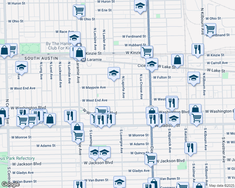map of restaurants, bars, coffee shops, grocery stores, and more near in Chicago