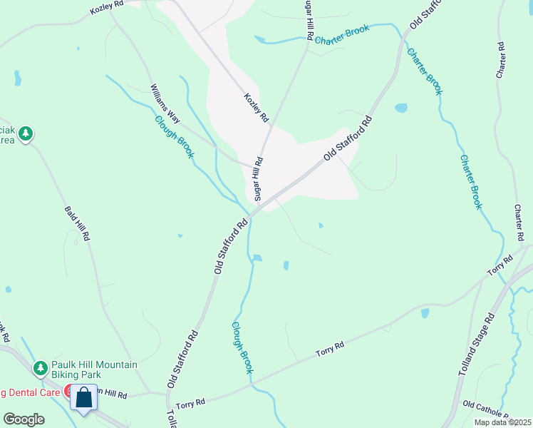 map of restaurants, bars, coffee shops, grocery stores, and more near 163 Old Stafford Road in Tolland