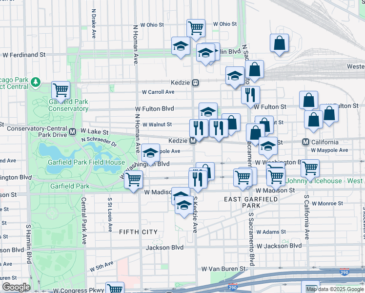 map of restaurants, bars, coffee shops, grocery stores, and more near in Chicago