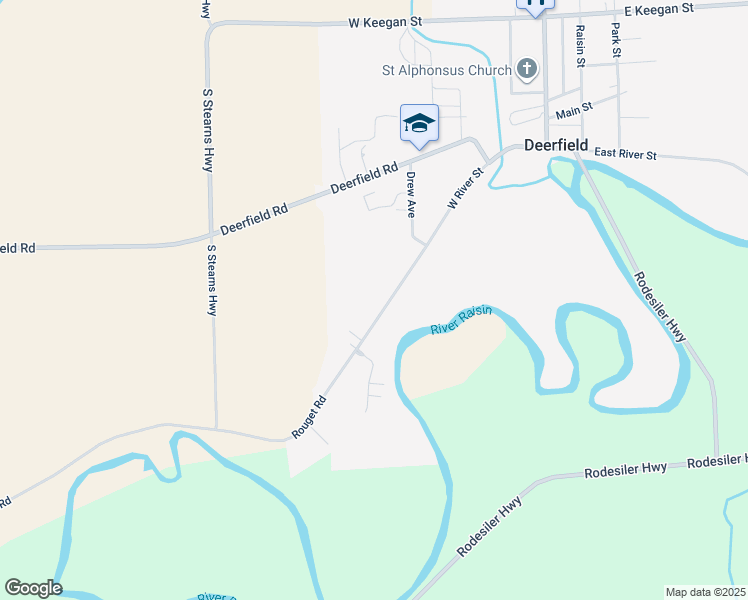 map of restaurants, bars, coffee shops, grocery stores, and more near 556 West River Street in Deerfield