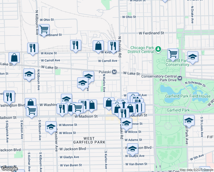 map of restaurants, bars, coffee shops, grocery stores, and more near 4043 West Maypole Avenue in Chicago