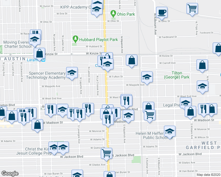 map of restaurants, bars, coffee shops, grocery stores, and more near in Chicago