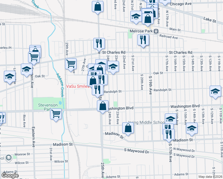 map of restaurants, bars, coffee shops, grocery stores, and more near 428 24th Avenue in Bellwood